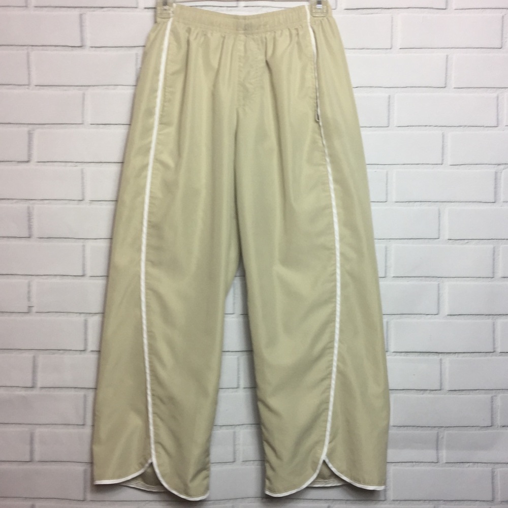 ATHLETA CROPPED ATHLEISURE PANTS | Tan/White | Sm